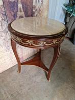 Klassieke Bijzettafel met Marmeren Blad, Huis en Inrichting, Tafels | Bijzettafels, Gebruikt, Klassiek, Rond, 60 cm of meer