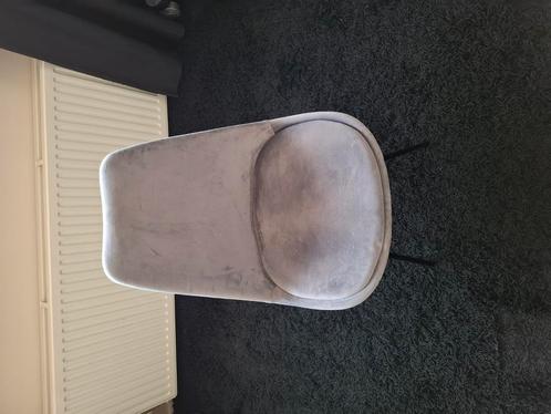 Eetkamerstoelen; 6 stuks. Grijs fluwelenstof., Huis en Inrichting, Stoelen, Gebruikt, Stof, Grijs, Ophalen
