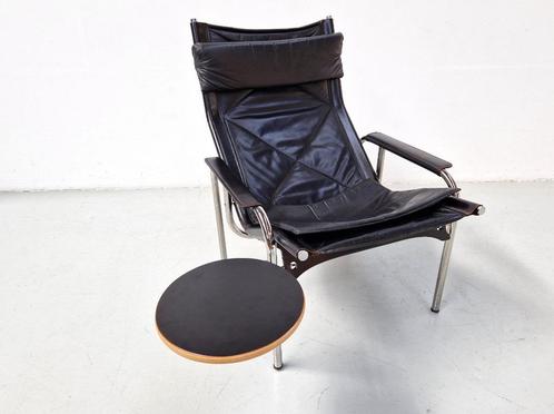 Lounge Stoel Hans Eichenberger Voor Strässle, Huis en Inrichting, Fauteuils, Gebruikt, Leer, Metaal, 50 tot 75 cm, 75 tot 100 cm