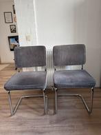2x eetkamerstoel - buisframe - grijs (2 voor 85,-), Ophalen, Gebruikt, Metaal, Eén
