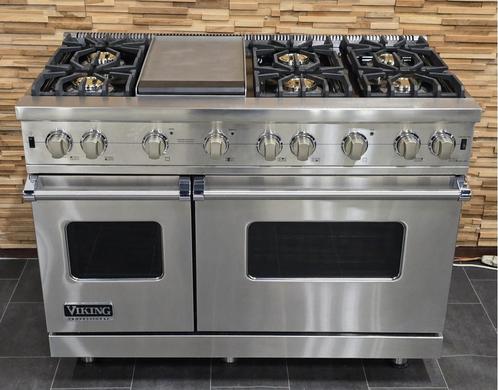 🔥Luxe Fornuis Viking 120cm RVS 2 GASOVENS teppanyaki 6 pit, Witgoed en Apparatuur, Fornuizen, Zo goed als nieuw, Vrijstaand, Gas