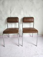 Vintage stoelen chromen frame jaren 70 setprijs, Ophalen, Gebruikt, Twee, Bruin