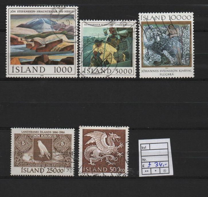 J2) Kaveltje IJsland hoog nominalen, Postzegels en Munten, Postzegels | Europa | Scandinavië, Gestempeld, Noorwegen, Ophalen of Verzenden