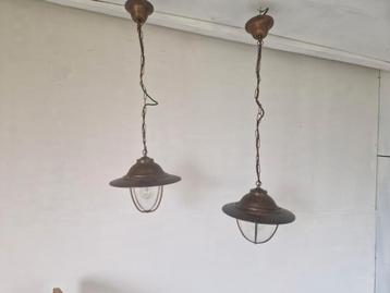 Een paar kooilampen maritiem massive vintage. beschikbaar voor biedingen