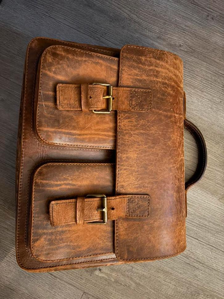 Ruitertas, Sieraden, Tassen en Uiterlijk, Tassen | Schooltassen, Gebruikt, Aktetas of Boekentas, Bruin, Leer, Ophalen of Verzenden