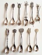6 lepeltjes verschillend verzilverd vintage als nieuw, Verzenden, Zo goed als nieuw, Zilver, Los bestek