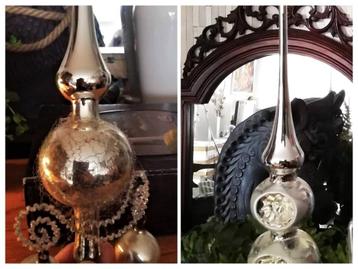 Antieke kerst piek Leonisch draad en vintage deuk piek beschikbaar voor biedingen