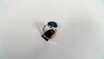 13802-7 Zilveren Ring Met Cabuchon Geslepen Blauwe Steen, Ophalen of Verzenden, Zo goed als nieuw, 17 tot 18, Met edelsteen