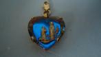 Goud vergulde Lourdes hanger met slotje blauw paarlemoer, Verzenden, Zo goed als nieuw, Goud, Overige materialen