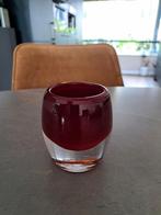 Vintage glazen vaasje, waxinelicht, donkerrood, design, Ophalen of Verzenden, Minder dan 50 cm, Rood, Glas