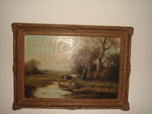 Pieter Adrianus Bouter (Dutch, 1887-1968), Woman with cows., Antiek en Kunst, Kunst | Schilderijen | Klassiek, Ophalen of Verzenden