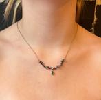 Smaragd roos diamanten ketting 18k goud antiek dames