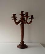 Massief houten kandelaar voor 6 kaarsen, Ophalen of Verzenden, Zo goed als nieuw