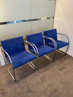 Luxe buisframe stoelen ( suede / alcantara ) 20 beschikbaar, Vijf, Zes of meer stoelen, Blauw, Ophalen of Verzenden, Zo goed als nieuw