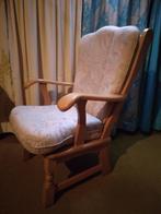 Blank eiken fauteuil - lichte kleuren en met stevige kussens, Huis en Inrichting, Fauteuils, Ophalen, Gebruikt, Minder dan 75 cm