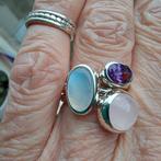Mooie nwe.zilveren ring,Maansteen,Amethyst,Rozenkwarts 16,5, Sieraden, Tassen en Uiterlijk, Ringen, Paars, Nieuw, Ophalen of Verzenden
