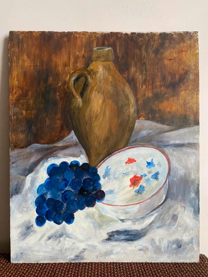 Stilleven met kruik en druiven, Antiek en Kunst, Kunst | Schilderijen | Klassiek, Ophalen of Verzenden