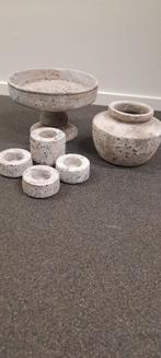 fruitschaal met 3x theelicht en pot, Huis en Inrichting, Woonaccessoires | Schalen en Manden, Ophalen, Schaal, Rond, Zo goed als nieuw