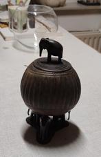 Antieke Indonesische notenhouten tabakspot houtsnijwerk, Ophalen of Verzenden