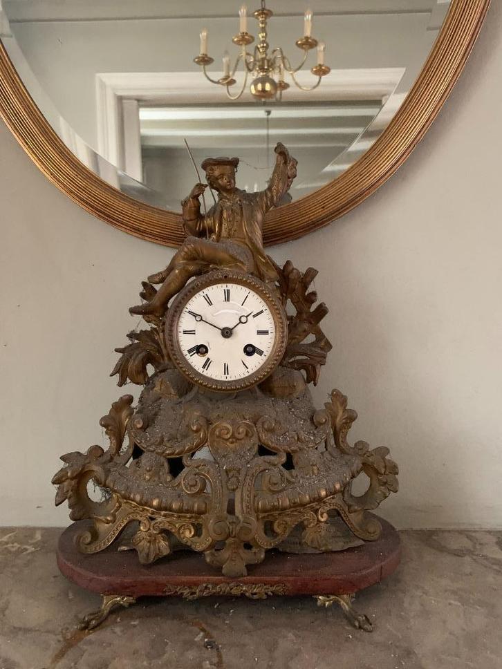 Schoorsteenklok Franse Pendule Schouwgarnituur, Antiek en Kunst, Antiek | Klokken, Ophalen of Verzenden