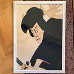 Ingelijste lithografie van Japanse kunstenaar, posterformaat, Antiek en Kunst, Ophalen of Verzenden