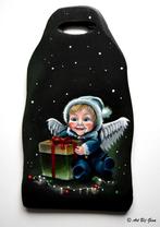 Lief Kerst engeltje, geschilderd op een mooi houten plankje, Ophalen of Verzenden