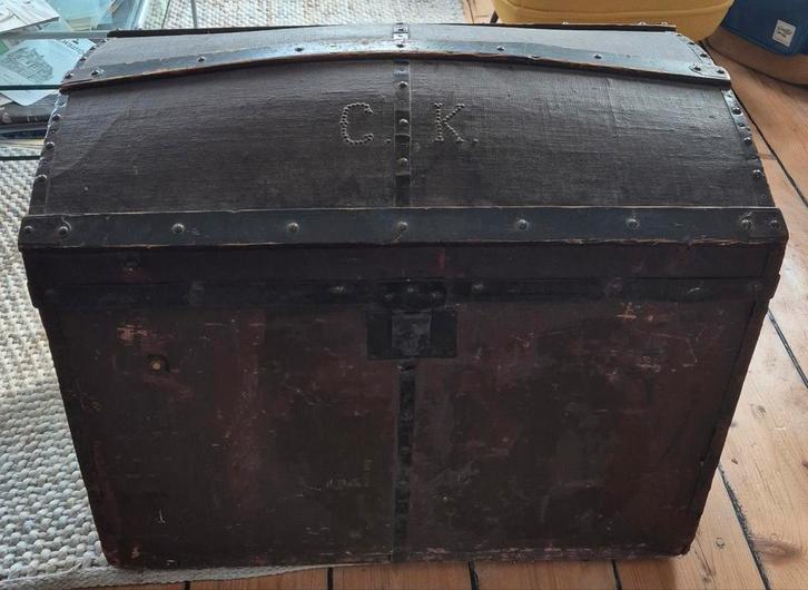 Oude Vintage Houten Hutkoffer, Antiek en Kunst, Antiek | Overige Antiek, Ophalen