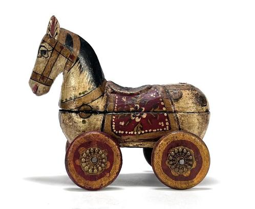 94. Houten paardje op wielen, midden 20e eeuw, India, Antiek en Kunst, Kunst | Beelden en Houtsnijwerken, Ophalen of Verzenden