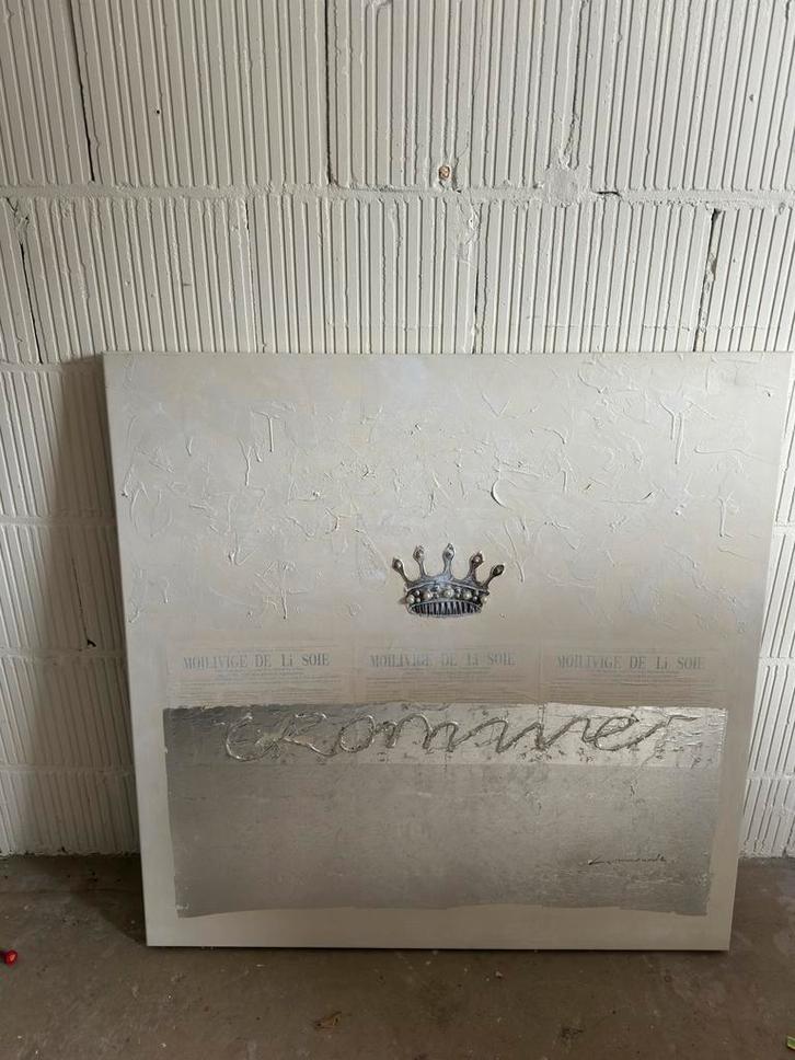 Schilderij 1.00x1.00 - Neutrale Kleuren, Huis en Inrichting, Woonaccessoires | Schilderijen, Tekeningen en Foto's, Zo goed als nieuw