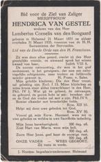 Hendrica van Gestel 1851 Helmond + 1935 Helmond, 74 jaar, Verzenden