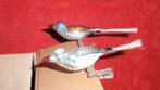 2 oude glazen kerstbal knijpvogeltjes, Ophalen of Verzenden, Gebruikt