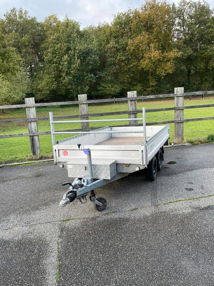 Böckmann dubbelasser plateauwagen – 2700 kg – geremd, Auto diversen, Aanhangers en Bagagewagens, Gebruikt, Ophalen