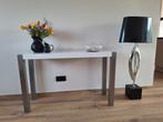 Hoogglans sidetable met rvs geborsteld onderstel 120x40x75, Huis en Inrichting, Tafels | Sidetables, Ophalen, Modern/Design, 100 tot 150 cm