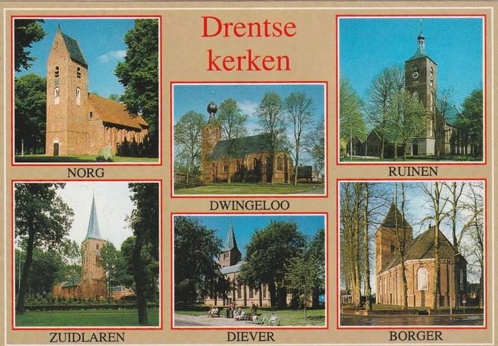 DRENTHE Kerken Zuidlaren Norg Diever Ruinen Borger, Verzamelen, Ansichtkaarten | Nederland, Ongelopen, Drenthe, 1980 tot heden