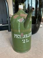 Emaille Petroleumkan 2 Liter Groen met Gouden Bies, Antiek en Kunst, Antiek | Emaille, Ophalen of Verzenden
