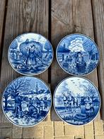 Royal delfts blauw handwerk 4 wandborden jaargetijden, Antiek en Kunst, Antiek | Wandborden en Tegels, Ophalen of Verzenden