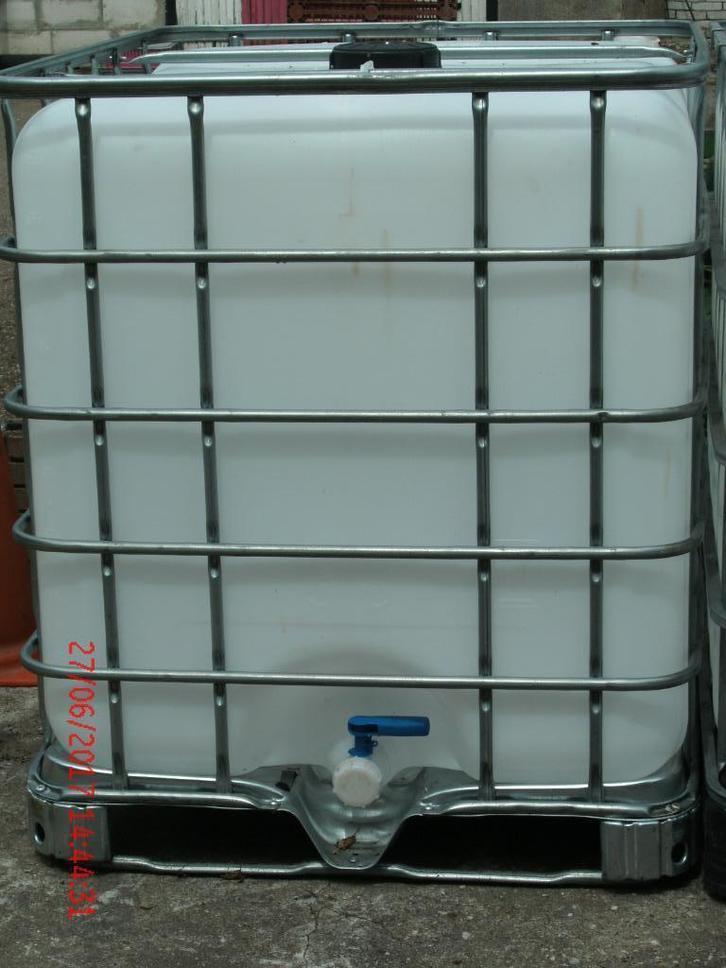 WATERTANK 1000 LITER IBC kraantje beneden en boveninlaat, Tuin en Terras, Regentonnen, Zo goed als nieuw, Kunststof, Met kraantje