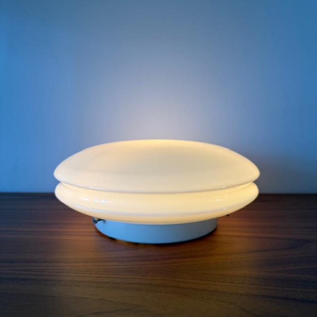 Plafonnière, wandlamp, discus, opaline glas, vintage, jr 70, Huis en Inrichting, Lampen | Plafondlampen, Zo goed als nieuw, Glas