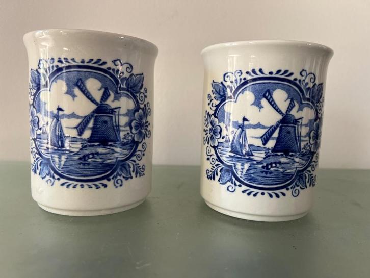 Nostalgische mokken met molen – Set van 2, Antiek en Kunst, Antiek | Keramiek en Aardewerk, Ophalen of Verzenden