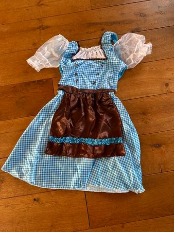 Oktoberfest Blauwe Dirndl kleed met bruin schort jurkje beschikbaar voor biedingen