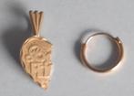 Gouden oorbelletje en gouden hangertje beide 14 Karaat, Ophalen of Verzenden, Goud, Goud, Hangers
