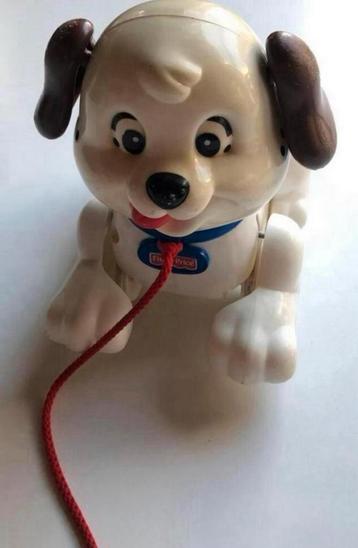 Vintage Fisher Price trekhondje wit beschikbaar voor biedingen