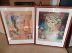 2x ingelijst egyptische figuren toetanchamon en Nefertiti, Ophalen