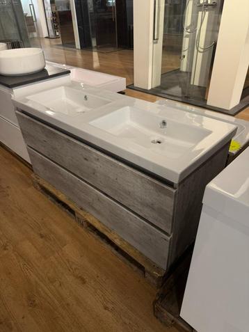 Wastafelmeubel 120 cm – Dubbele wasbak - wit/grijs beschikbaar voor biedingen