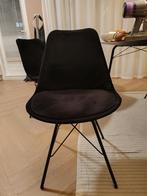 Eetkamerstoelen zwart velvet 6 stuks, Ophalen, Gebruikt, Zwart, Stof