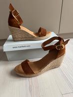 Cognac suede sleehakken/espadrilles van Manfield, maat 39, Bruin, Ophalen of Verzenden, Zo goed als nieuw, Espadrilles of Moccasins