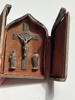 Antiek reisaltaar zilveren kruis calvarie crucifix altaar, Antiek en Kunst, Antiek | Religie, Ophalen of Verzenden