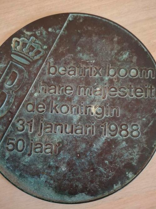 Koninklijke Begeer gedenkplaquette Beatrixboom- Brons, Antiek en Kunst, Antiek | Koper en Brons, Ophalen of Verzenden