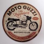 Moto Guzzi motorcycles rond relief reclamebord van metaal, Reclamebord, Info@deconoord.nl, Deco Noord, Nieuw