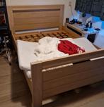 Eiken Ledikant 140x200 + Lattenbodems, Ophalen, Beige, Tweepersoons, 140 cm